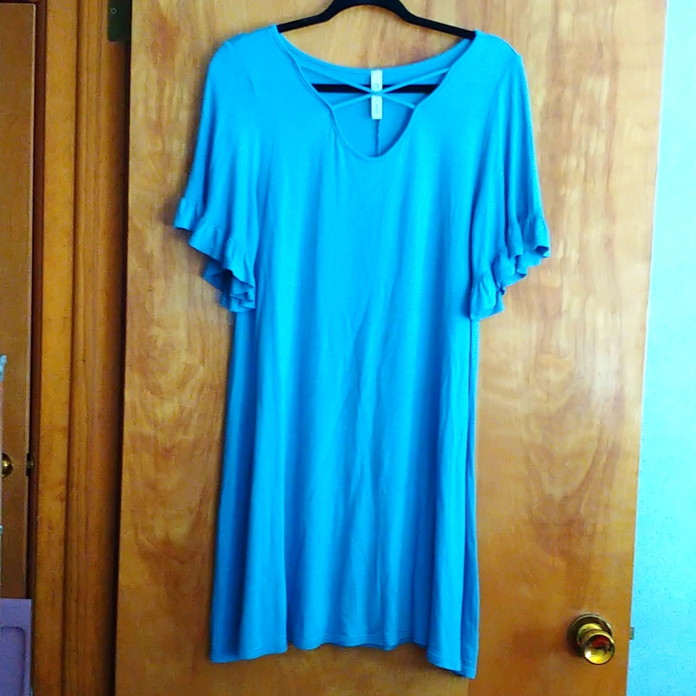 Sun and Moon Women's Dress size Medium Blue with criss cross at the chest